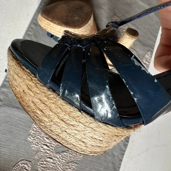 Christian Dior - Blue Patent Leather Platform Sandal withLogo